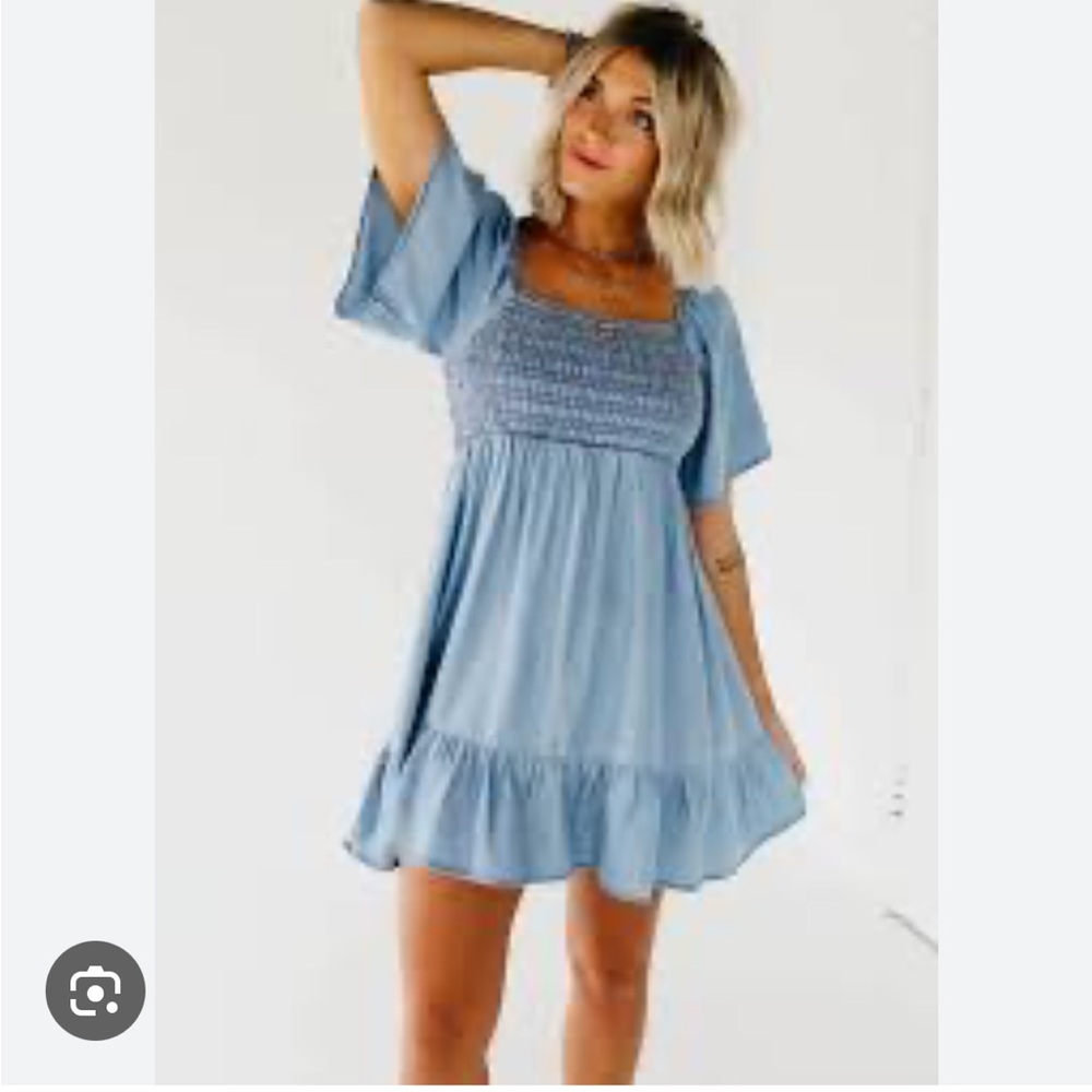VENUS Light Blue Smocked Dress